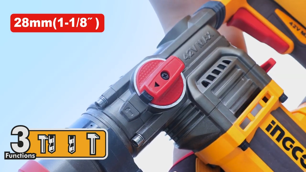 Аккумуляторный бесщеточный перфоратор SDS-Plus INGCO CRHLI422882 INDUSTRIAL 42 В 4.5 Дж