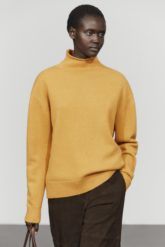 Massimo Dutti Свитер оверсайз из 100% кашемира, горчично-желтый