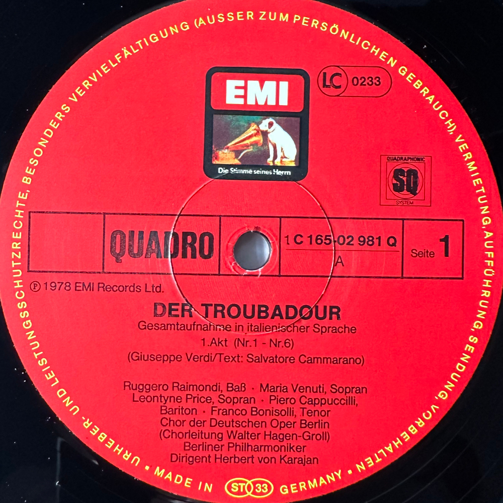 Верди - Трубадур 3LP (Германия 1978г.)
