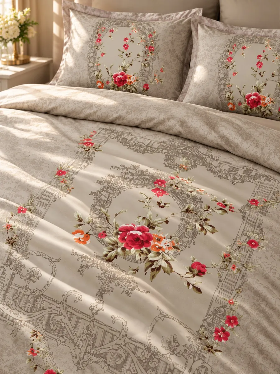 Prima Casa КПБ 6 пр.Lilyana Kahve ЕВРО пододеяльник 200*220, простынь 240*260, наволочки 50*70 2шт, декоративные наволочки 50*70 2шт — фото 3