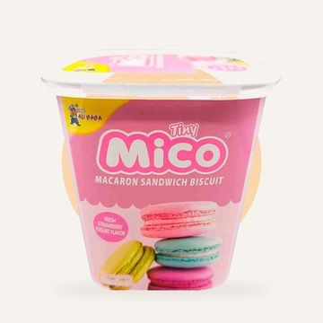 Печенье Tiny Mico Macaron, макарун со вкусом клубники и йогурта, 88 г