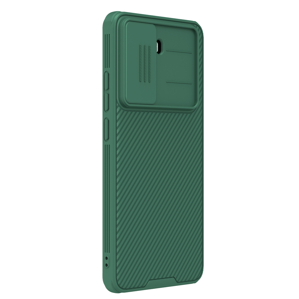 Чехол зеленого цвета (Dark Green) с защитной шторкой для камеры от Nillkin на Xiaomi Redmi Turbo 4, серия CamShield Pro Case