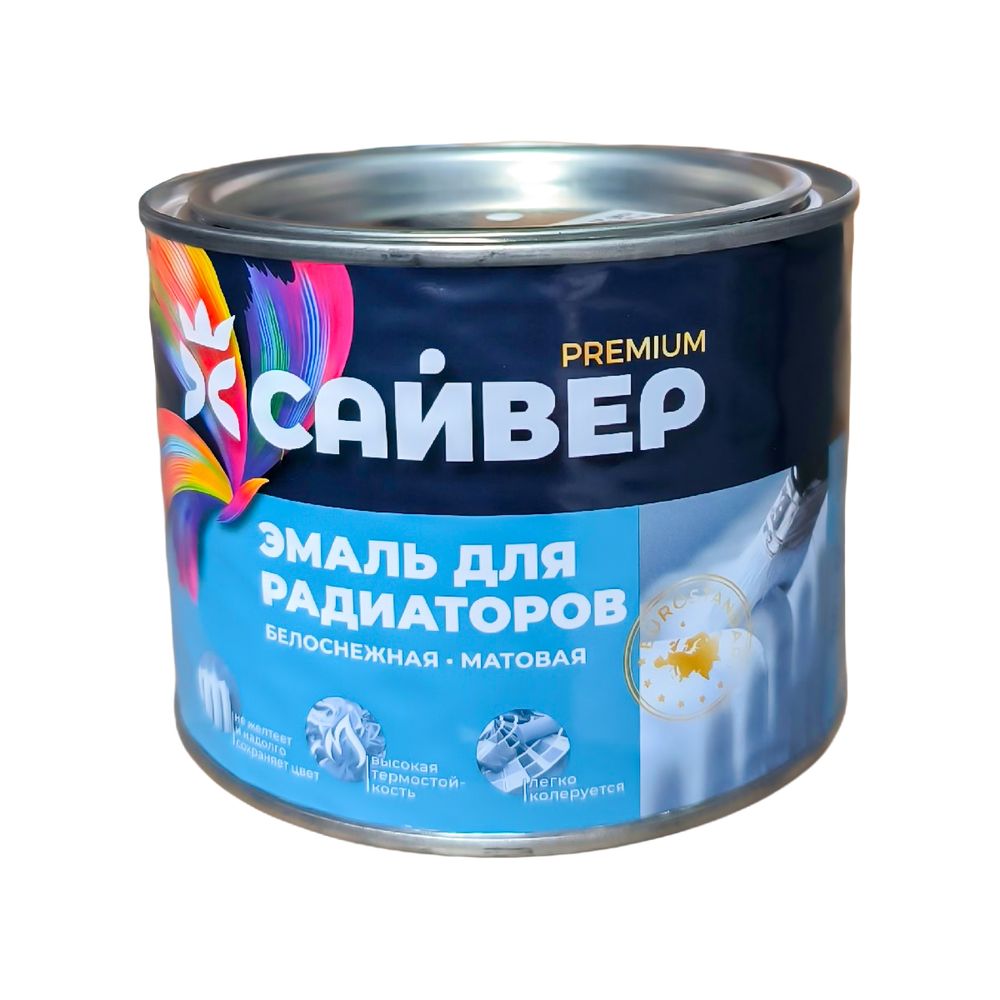 Эмаль д/радиаторов белая  САЙВЕР  0,4кг (акрил.сополимер + растворитель)