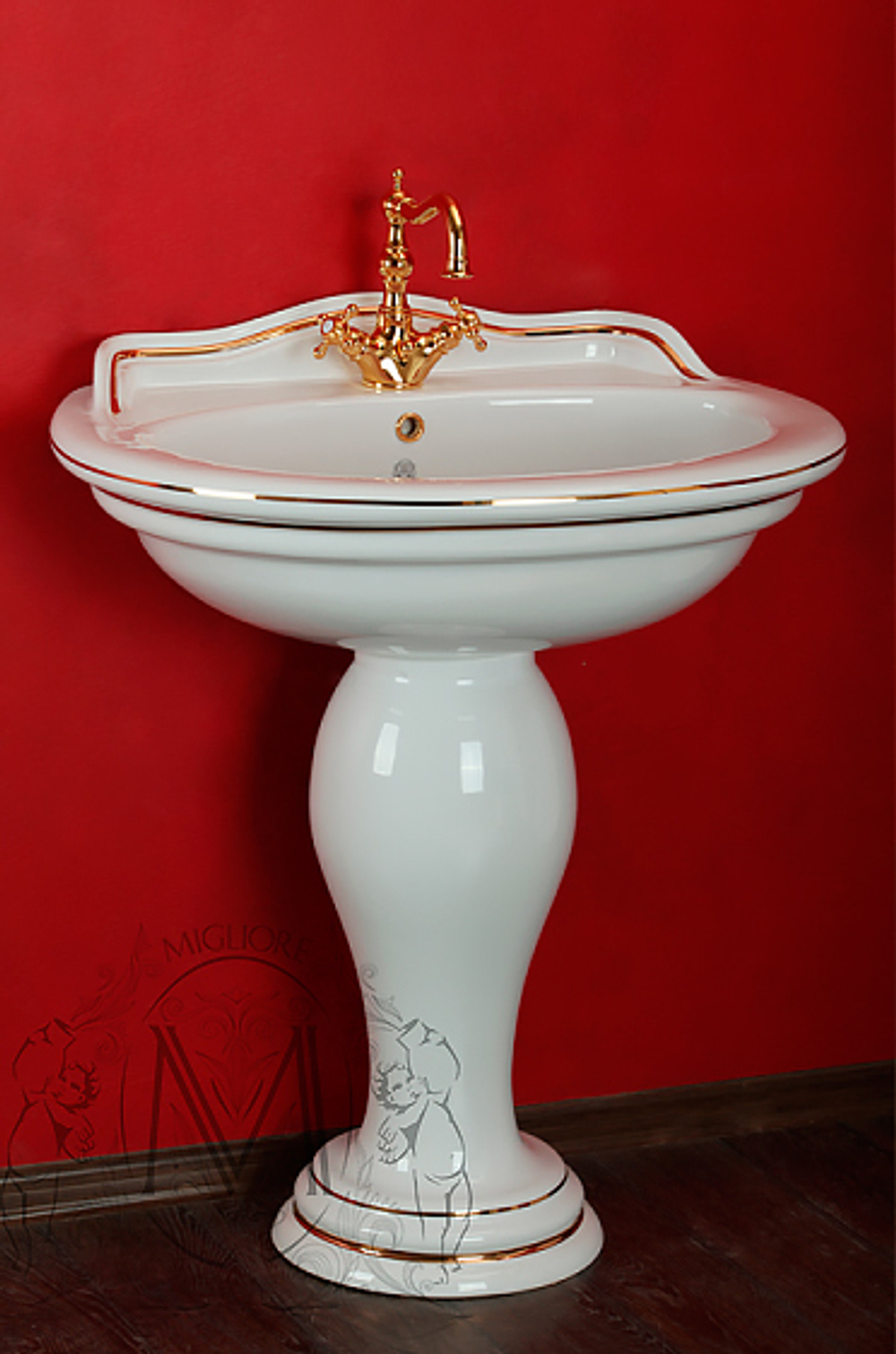 Раковина Migliore Milady ML.MLD-25.773.D1, 77x60.5см., декор золото