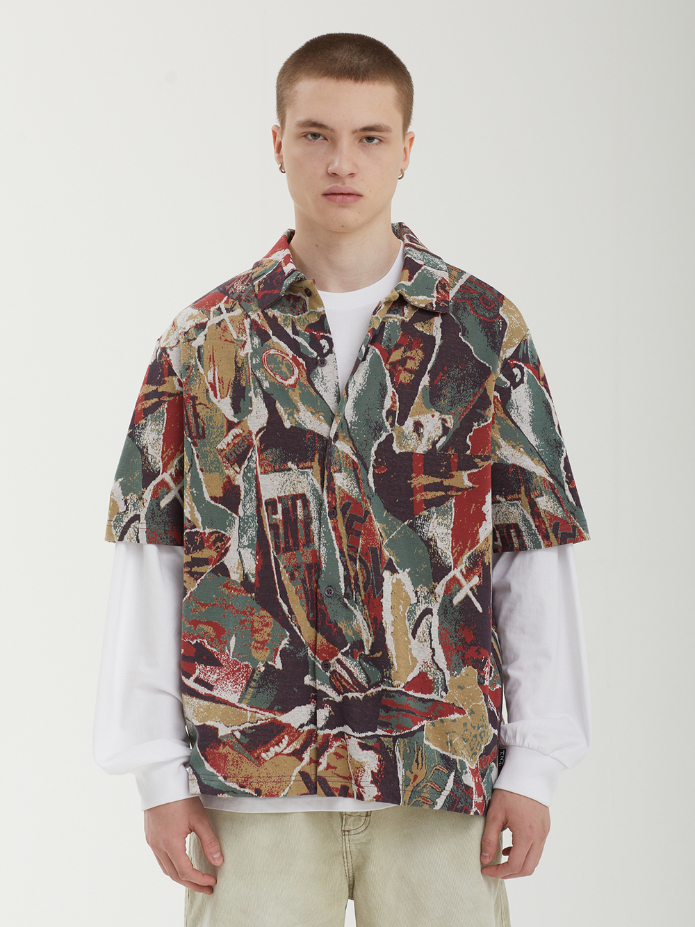 Мужская Рубашка Jacquard Pattern Button Up Top