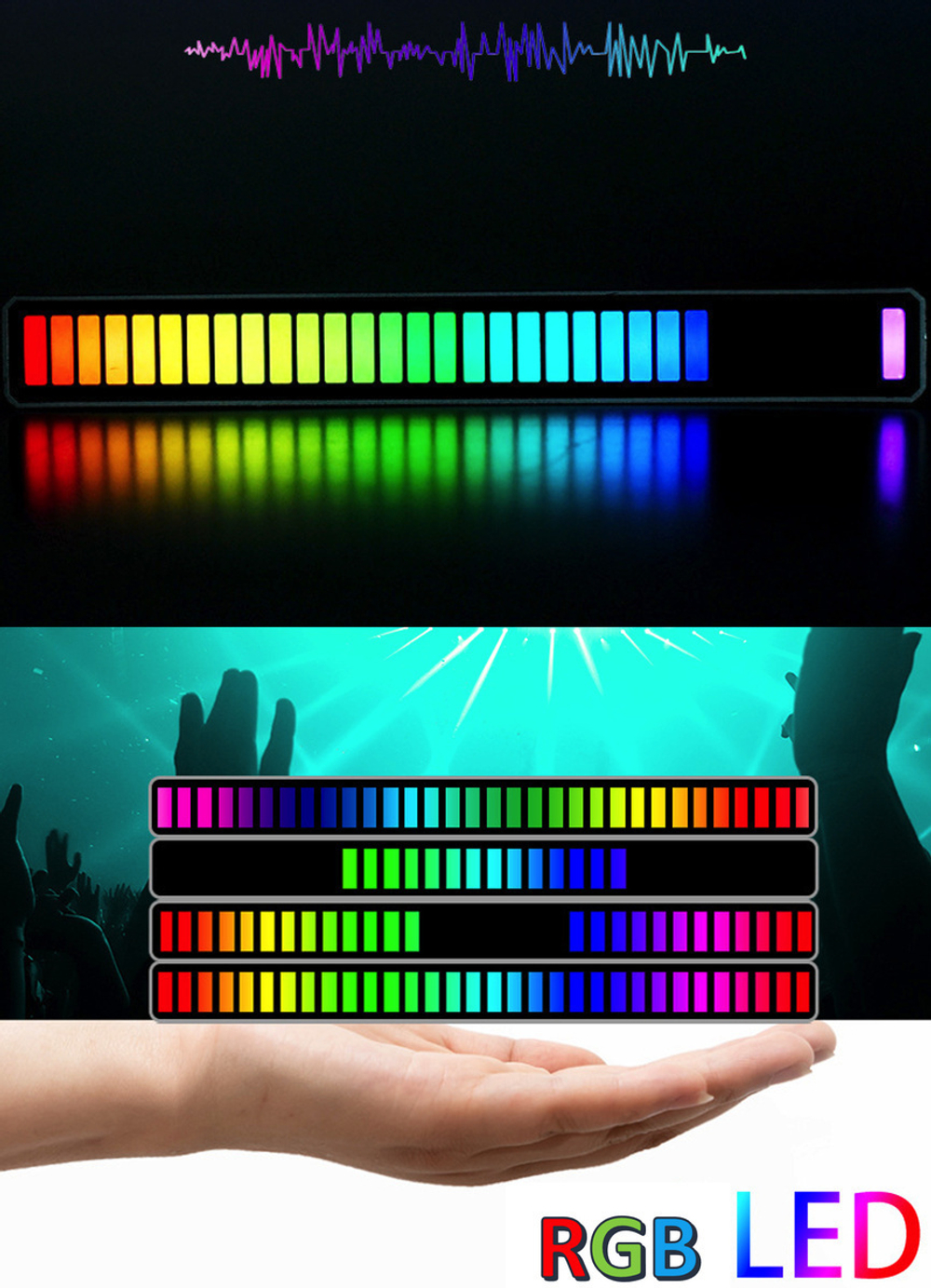 Эквалайзер светодиодный RGB управление со смартфона