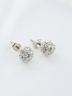 Серьги Серебряные шарики с кристаллами Swarovski