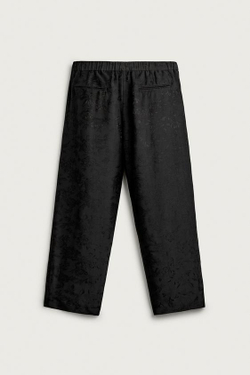 ZARA ЖАККАРДОВЫЕ СТРУЯЩИЕСЯ БРЮКИ С ЦВЕТОЧНЫМ ПРИНТОМ, ЧЕРНЫЙ