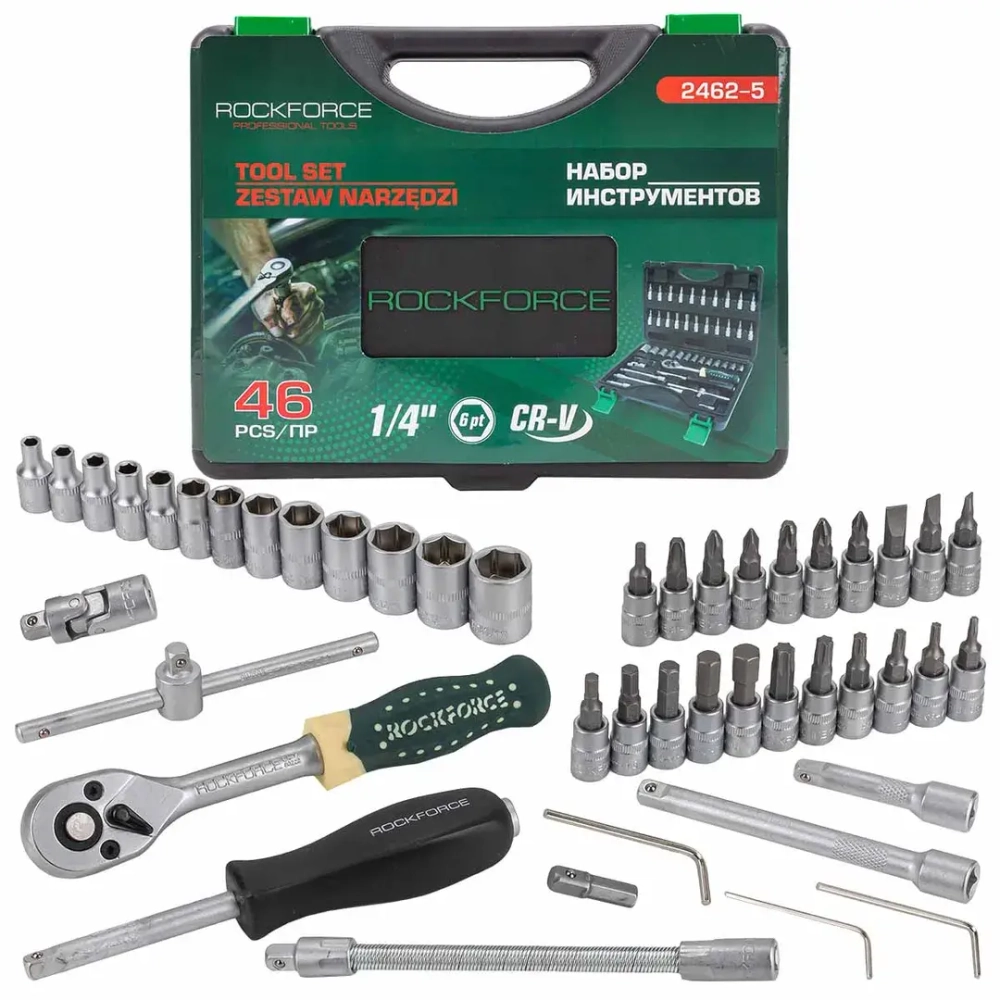 Набор инструмента 46пр. 1/4''(6-гран.)(4-14мм) RockForce##Rock FORCE RF-2462-5