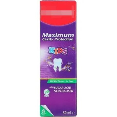 Зубная паста для детей 3+ Maximum Cavity Protection Максимальная защита кариеса, 50 мл (из Финляндии)