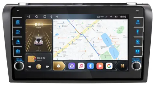Магнитола для Mazda 3, Axela 2003-2009 - Kuberg OL-9503 (кнопки и крутилки), Android 12, Быстрая, CarPlay, 4G SIM-слот