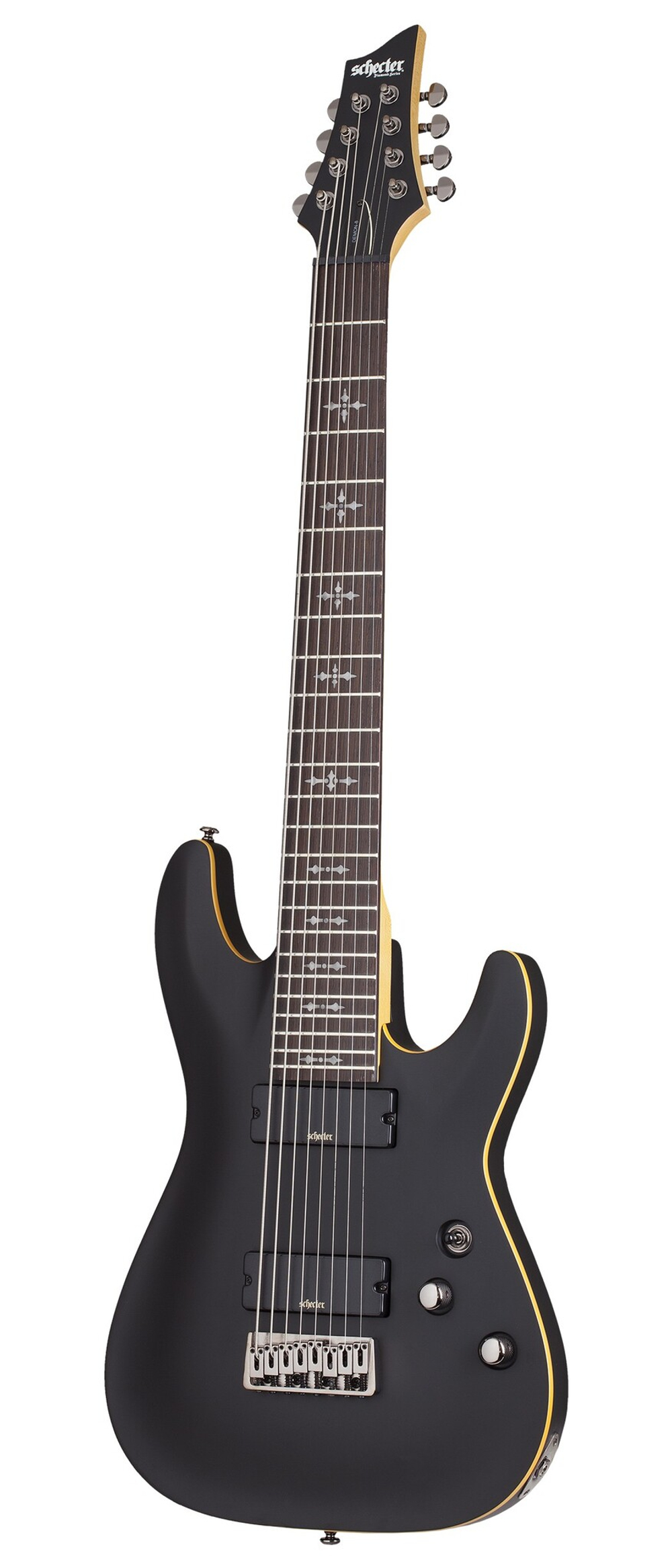 SCHECTER DEMON-8 AGED BLACK SATIN
