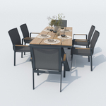 Обеденная группа Ideal Patio МИРРА СОЛА каркас карбон, стол поливуд 180, текстилен серый