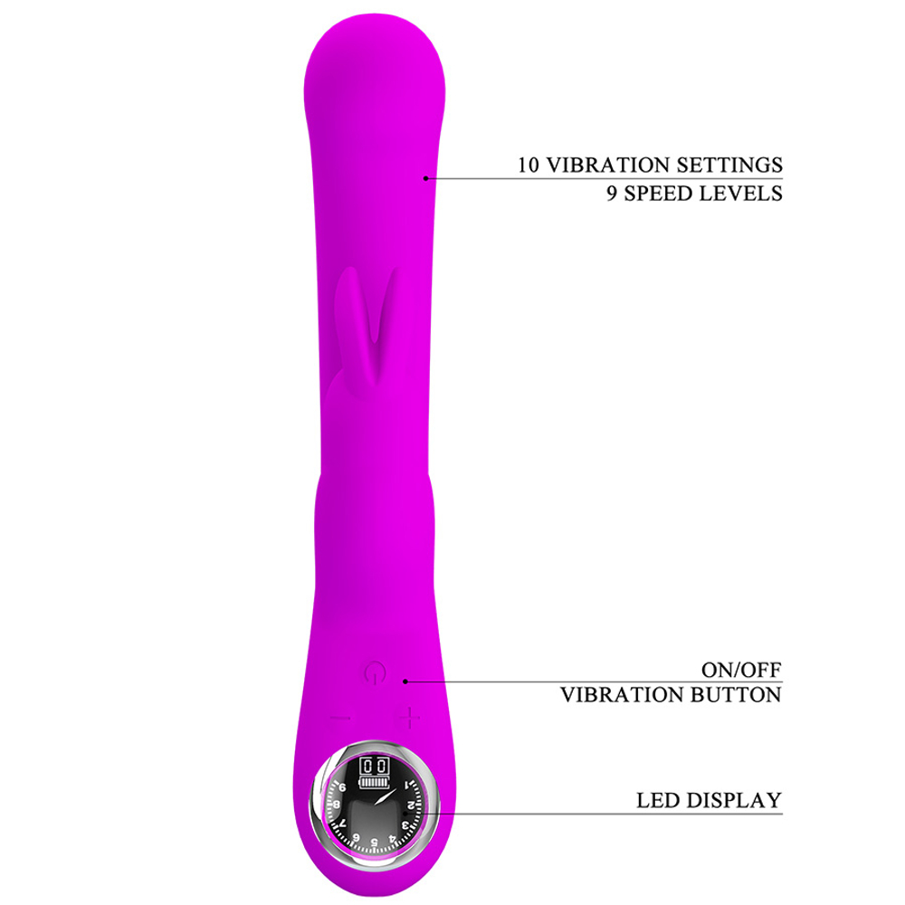 Фиолетовый вибратор-кролик 22см с LED-дисплеем Pretty Love Lamar Rabbit Vibrator & G-Spot Purple BW-500004-LED