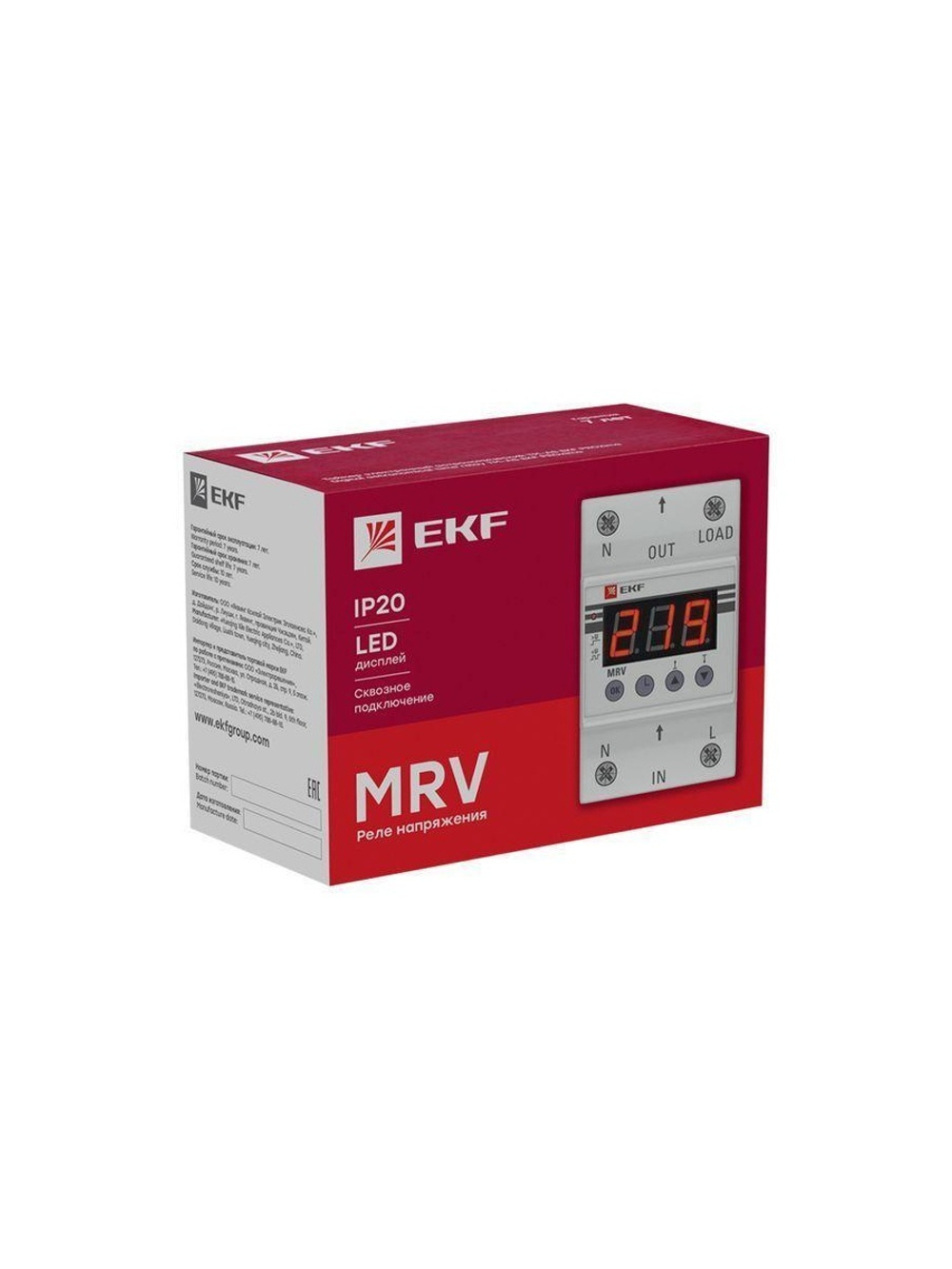 Реле напряжения с дисплеем MRV 40А PROxima EKF MRV-40A
