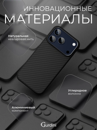 Чехол защитный для iPhone 17 Pro / 18 Pro 6.3" Gurdini Kevlar Case Черный