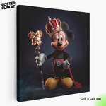 Картина Микки Маус / Mickey Mouse с короной, Уолт Дисней, холст с печатью на подрамнике, интерьерная, Постер Плакат