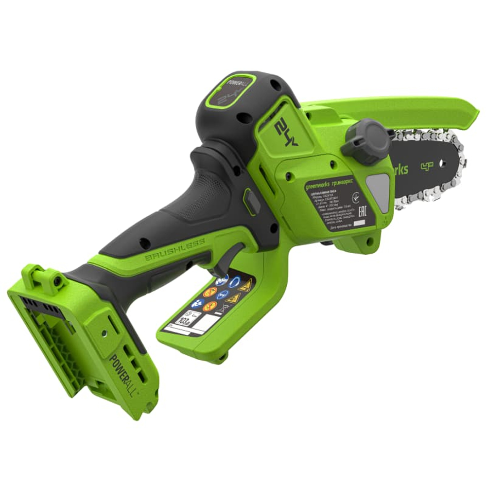 Цепная мини-пила аккумуляторная Greenworks CS2410A, 24V, 10см, c 1хАКБ 2Ач и ЗУ (CS2410AUA)