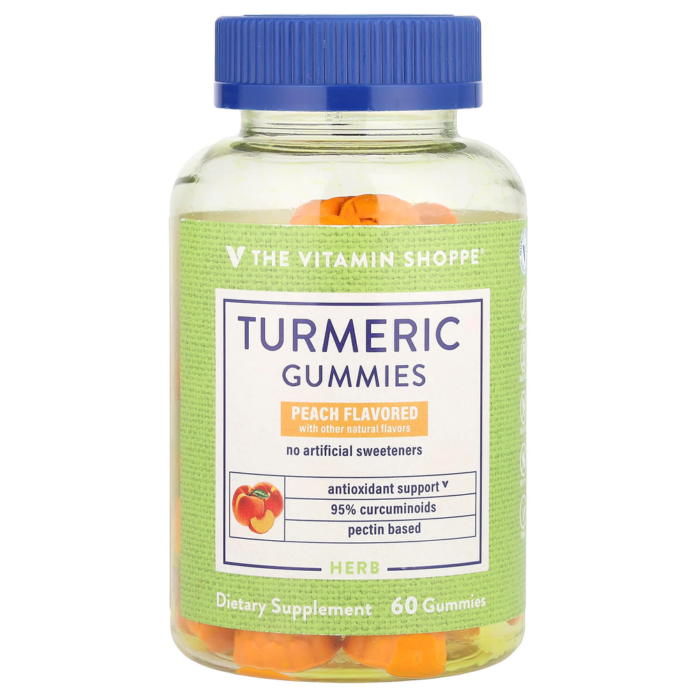 The Vitamin Shoppe, Жевательные мармеладки с куркумой, персик, 60 жевательных таблеток