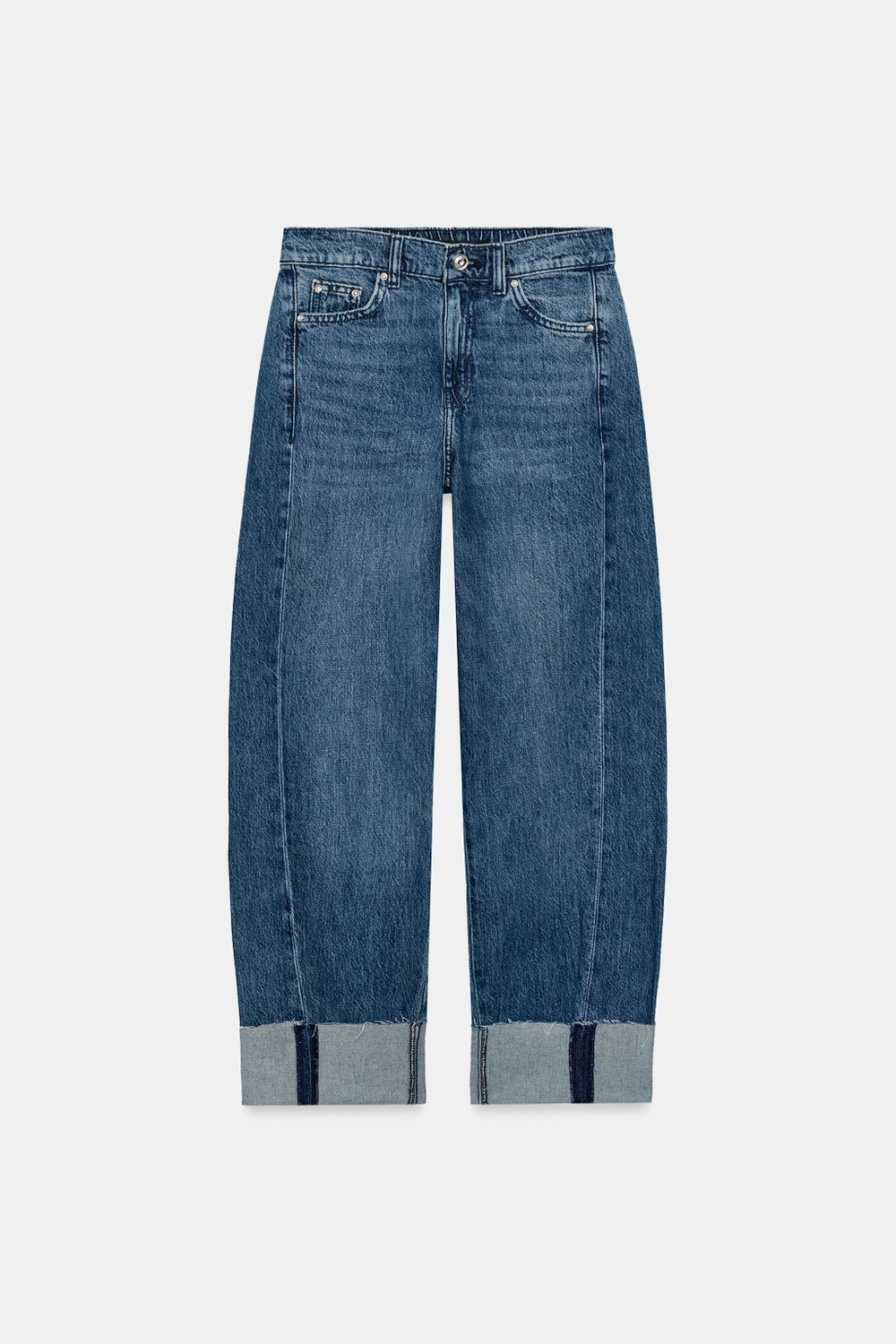 ДЖИНСЫ Z1975 BAGGY СО СРЕДНЕЙ ПОСАДКОЙ И ОТВОРОТАМИ — ZARA