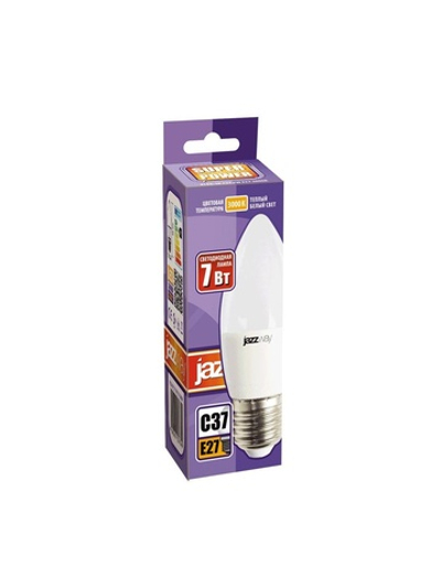 Лампа светодиодная PLED-SP 7Вт C37 свеча 3000К тепл. бел. E27 530лм 230В JazzWay 1027825-2