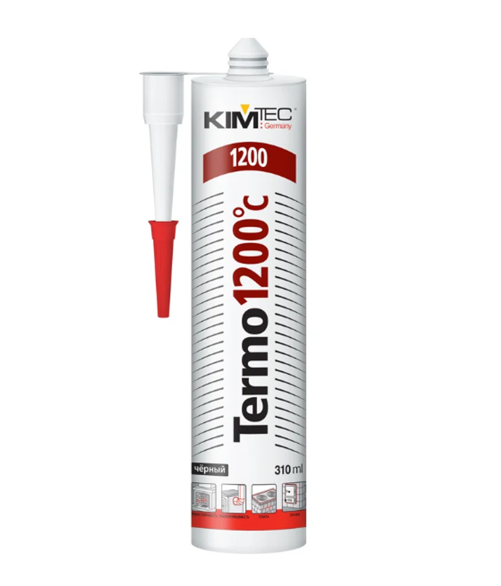 Герметик силикатный термостойкий KIM TEC KAMIN 1500C, черный, 280 мл