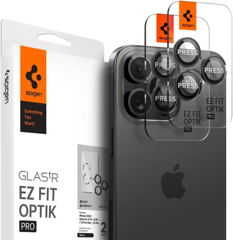 Защитные накладки Spigen OPTIK.TR ”EZ FIT” CAMERA PROTECTOR 2-PACK iPhone 14 PRO / 14 PRO MAX BLACK