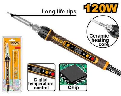 Паяльник электрический прямое конусное жало 120Вт INGCO SI01610 INDUSTRIAL