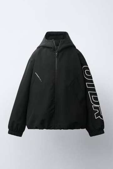 ZARA ЛЕГКАЯ КУРТКА WATER REPELLENT, ЧЕРНЫЙ