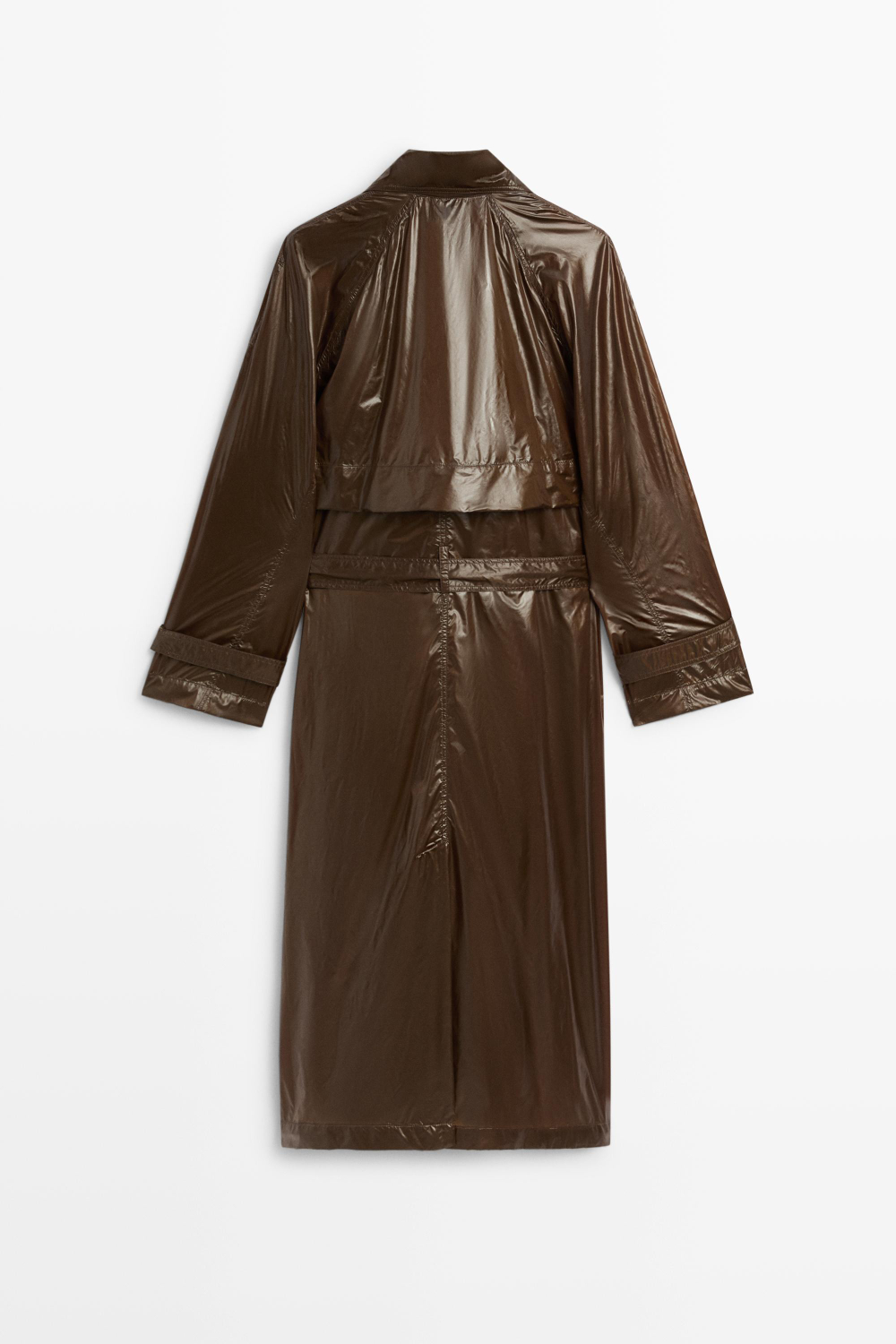 Massimo Dutti Длинный струящийся тренч, бутылочный