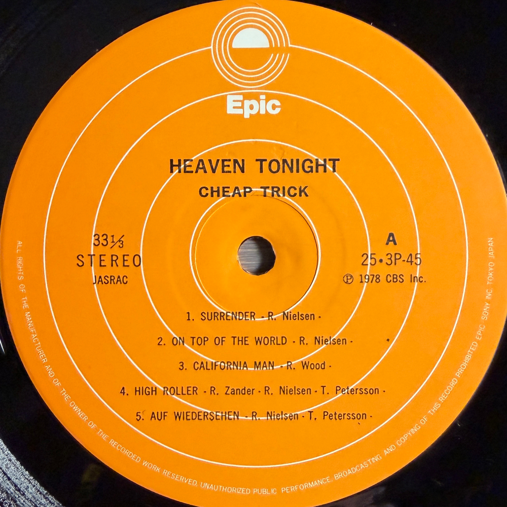 Cheap Trick ‎– Heaven Tonight (Япония 1979г.)