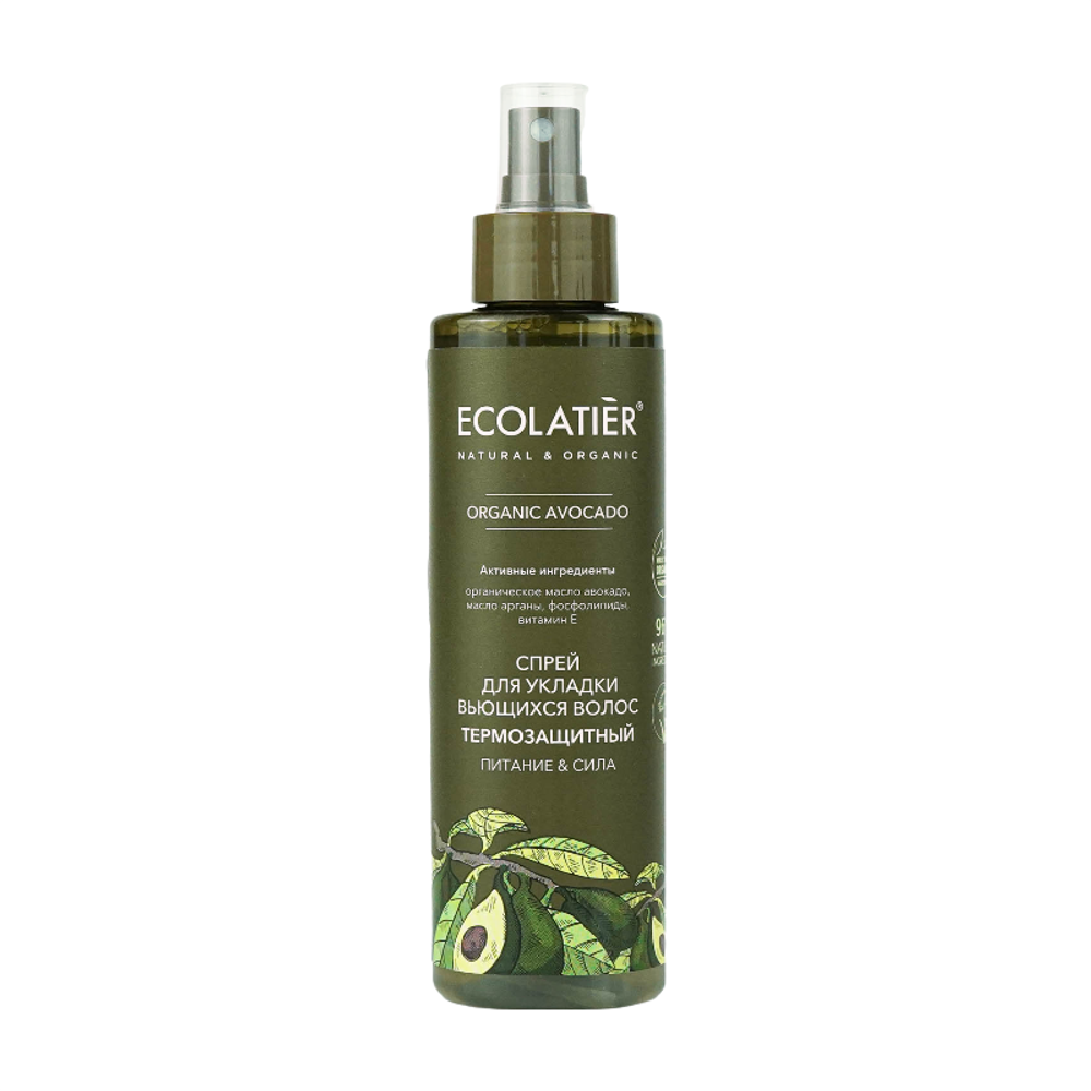 Спрей для укладки волос термозащитный ORGANIC AVOCADO 200мл (ECOLATIER)