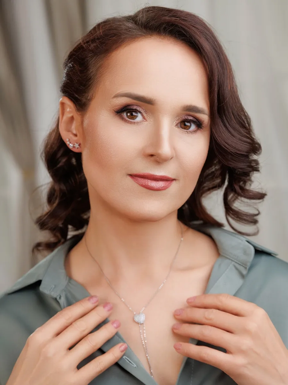 Кулон Сердце с кристаллами и подвесками в золоте