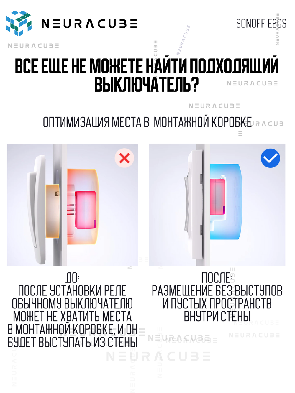 Выключатель для реле SONOFF E2GS (MINI-2GS/ZB2GS/ZB2GS-L)