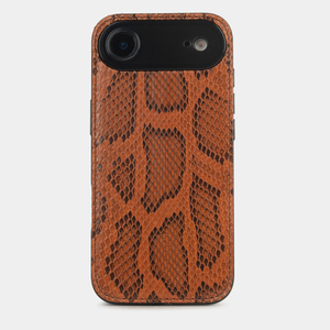 Чехол-накладка для iPhone 17 Air - кожа питона, коньяк