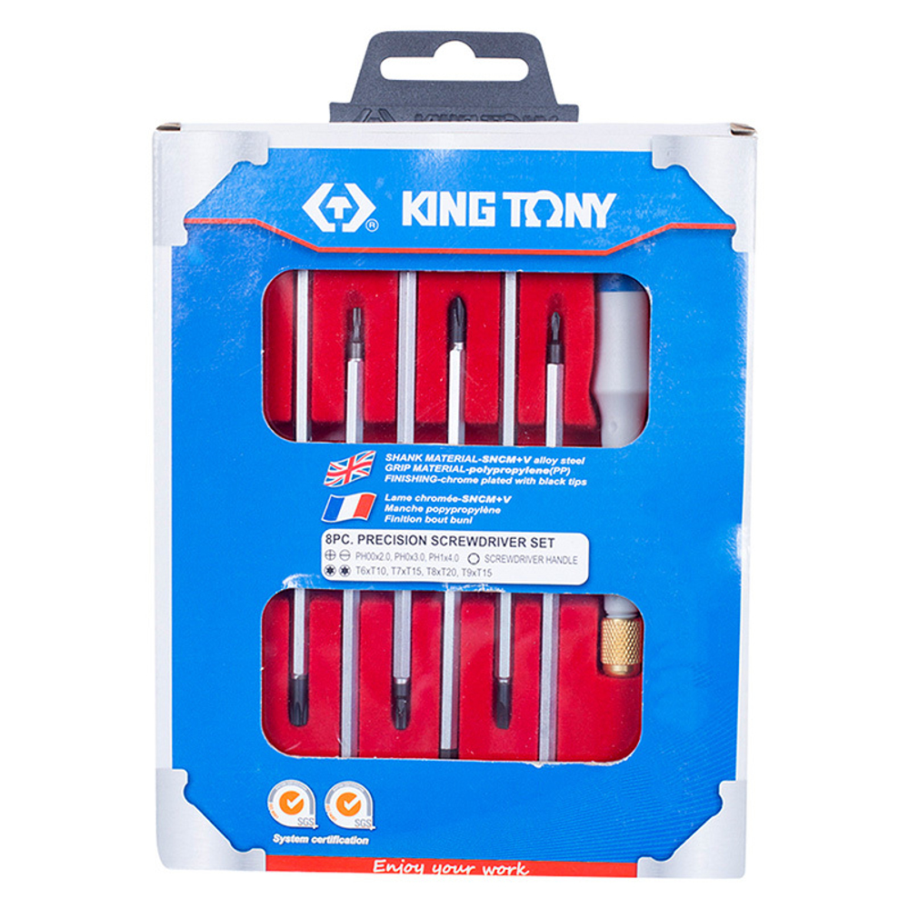 Набор прецизионных отверток (PH, SL, TORX) 8 предметов KING TONY 32607MR