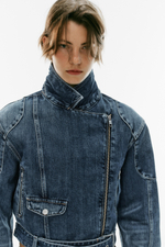 ДЖИНСОВАЯ КУРТКА-БАЙКЕР TRF С РЕМНЕМ — ZARA