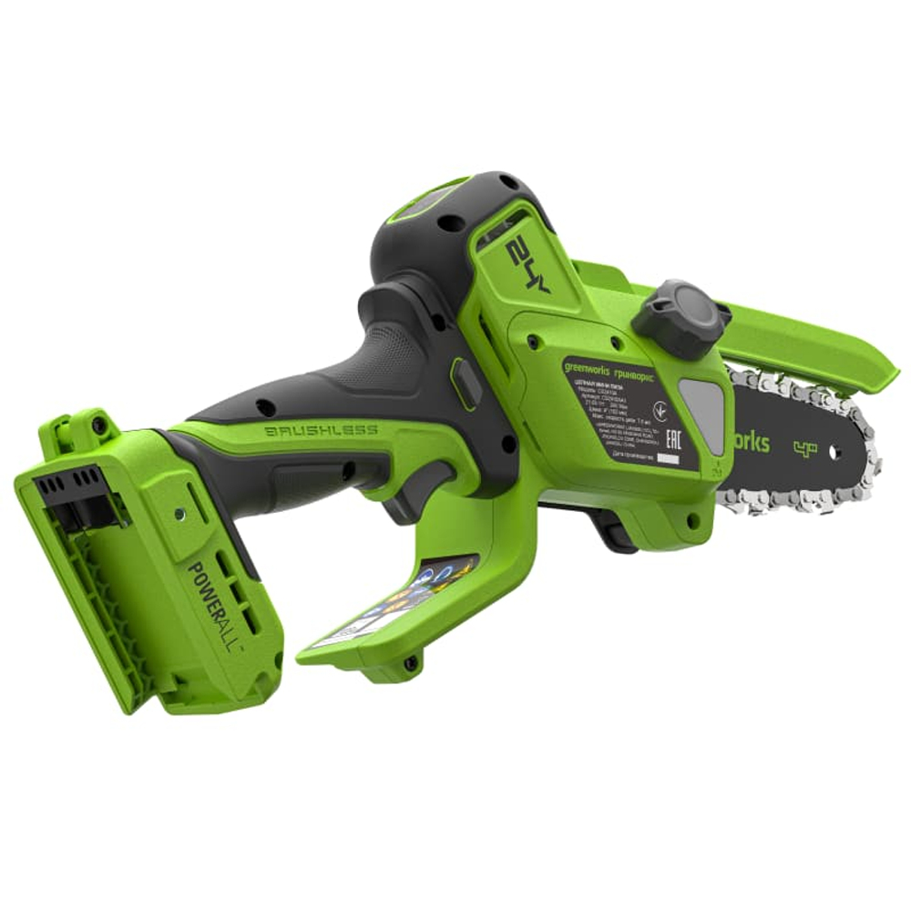Цепная мини-пила аккумуляторная Greenworks CS2410A, 24V, 10см, c 1хАКБ 2Ач и ЗУ (CS2410AUA)