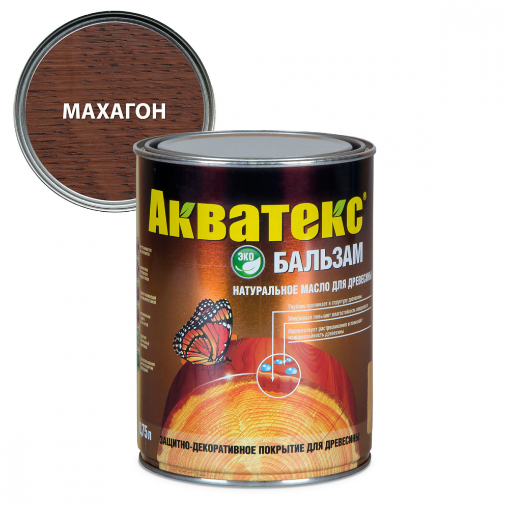 ПОКРЫТИЕ Д/ДРЕВЕСИНЫ АКВАТЕКС БАЛЬЗАМ МАХАГОН 0,75Л