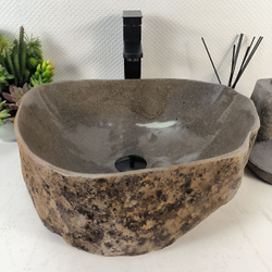 Раковина из речного камня RS-65275 48x38x15 из натурального камня