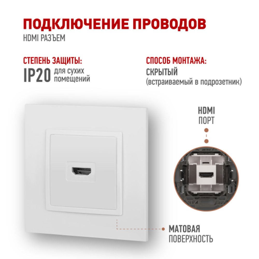 Розетка ЭРА Elegance 14-3114-01М HDMI белый матовый | Эра Elegance