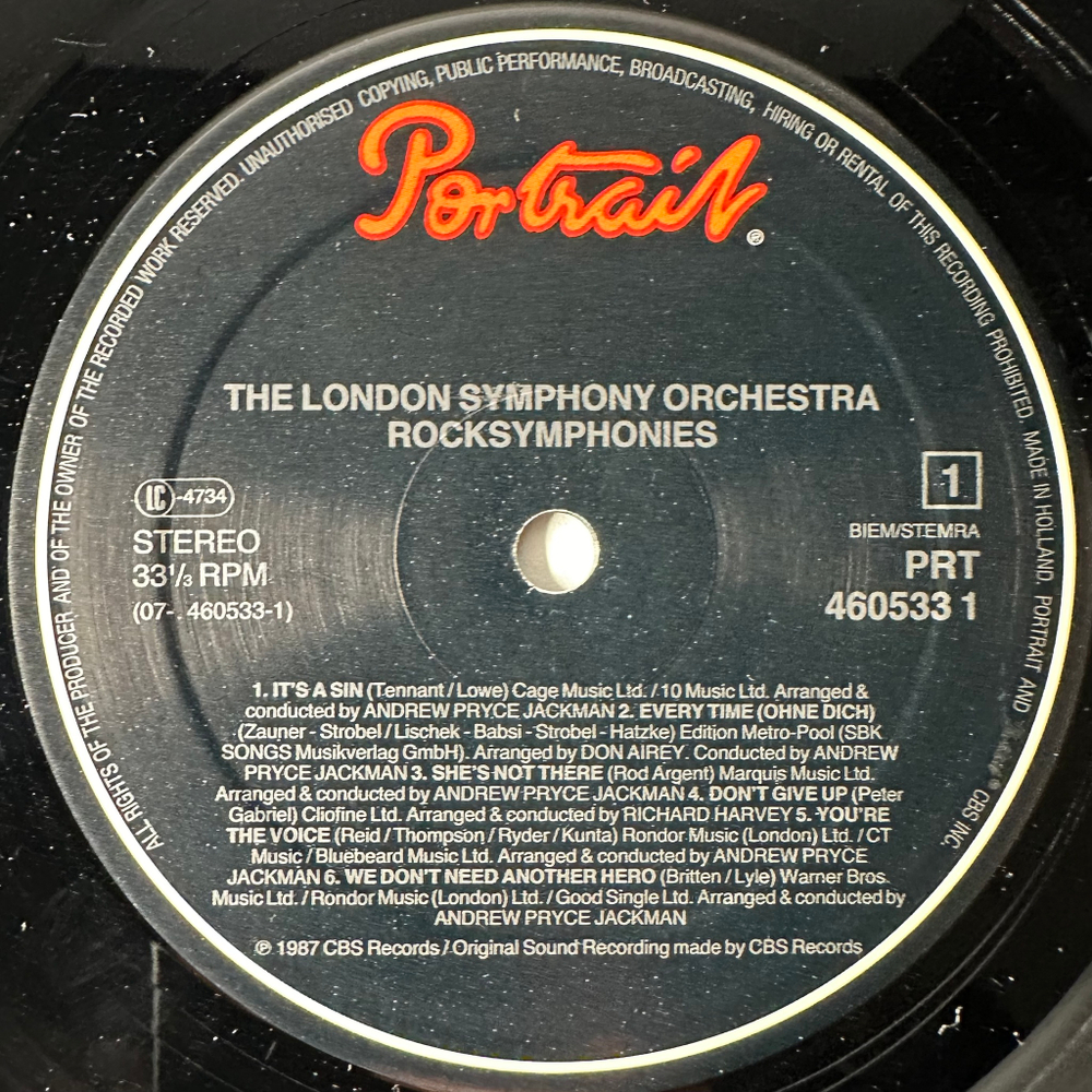 The London Symphony Orchestra ‎– Rock Symphonies (Голландия 1987г.)