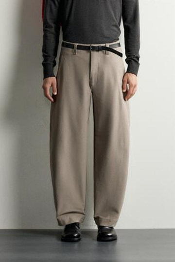 ZARA БРЮКИ BALLOON FIT, СЕРО-КОРИЧНЕВЫЙ