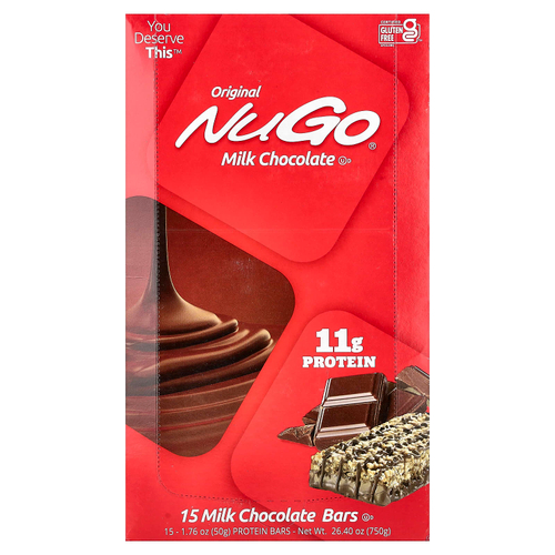 NuGo Nutrition, Original Bar, молочный шоколад, 15 батончиков, 50 г (1,76 унции)
