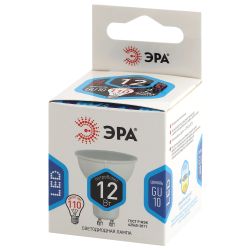Лампа светодиодная ЭРА STD LED MR16-12W-840-GU10 12Вт софит нейтральный белый свет GU10 | Лампы cветодиодные Точечные (Софиты) (MR, PAR)