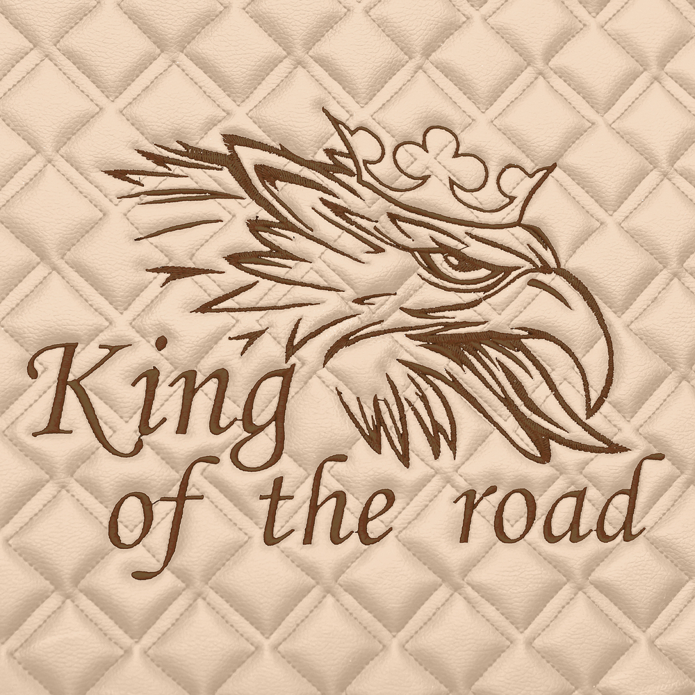Ковры SCANIA 5 серии R (механика) (экокожа, бежевый, бежевый кант, коричневая вышивка)