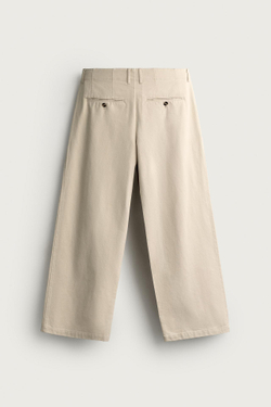 ZARA БРЮКИ RELAXED FIT СО СКЛАДКАМИ, БЕЖЕВЫЙ