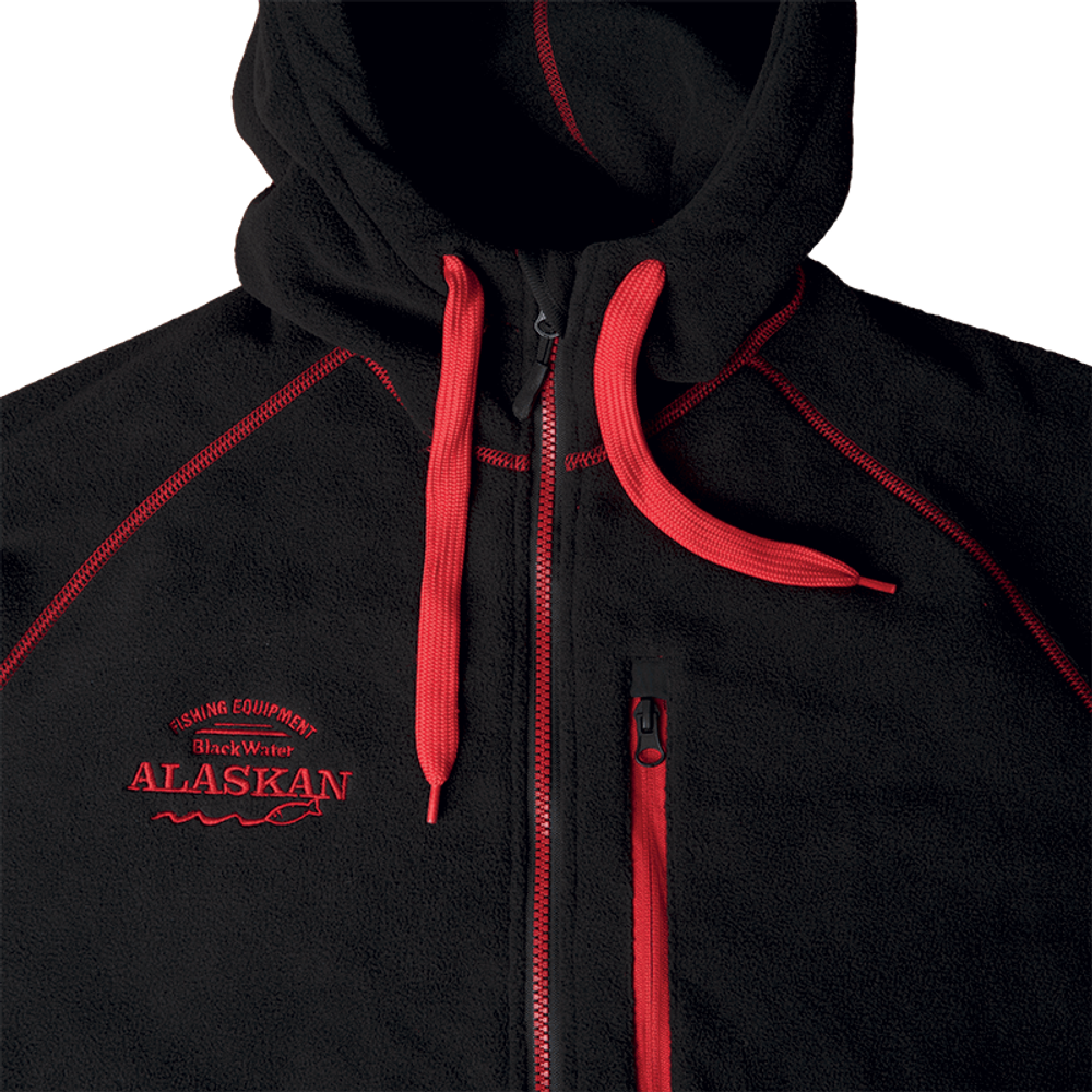 Куртка флисовая Alaskan BlackWater черная  XL с капюшоном