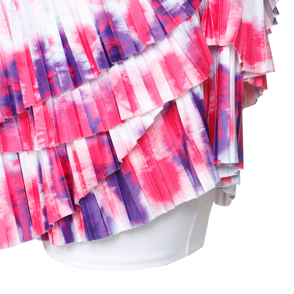Женская теннисная юбка Lucky in Love Sunburst Pleated Scallop Skirt Women - White, Multicoloured