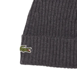 Шапка зимняя Lacoste Unisex Ribbed Wool - grey